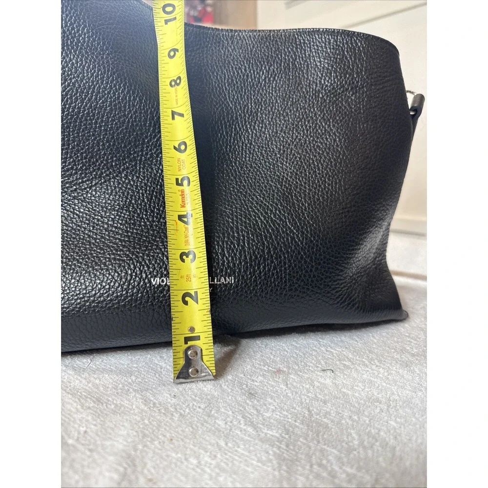 Viola Castellani Womens Black Pebble Italian Leather Hobo Bag‎